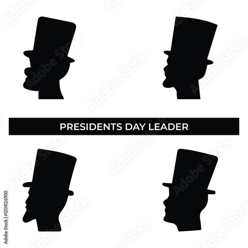 Vector Illustration of Presidents' Day Leader Face with Hat. Simple Flat Design Depicting Patriotic Leader, American Pride, and Presidential Symbolism.