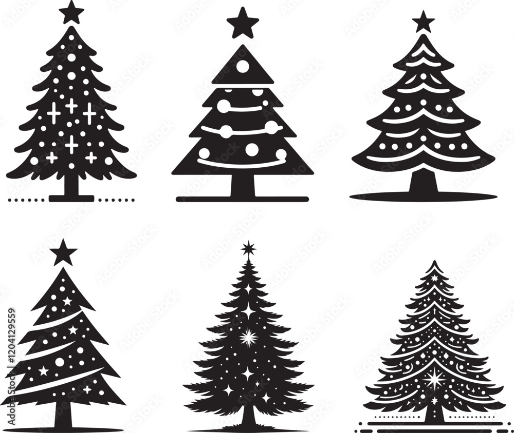 Obraz premium Christmas Day Tree icon silhouette vector art illustration