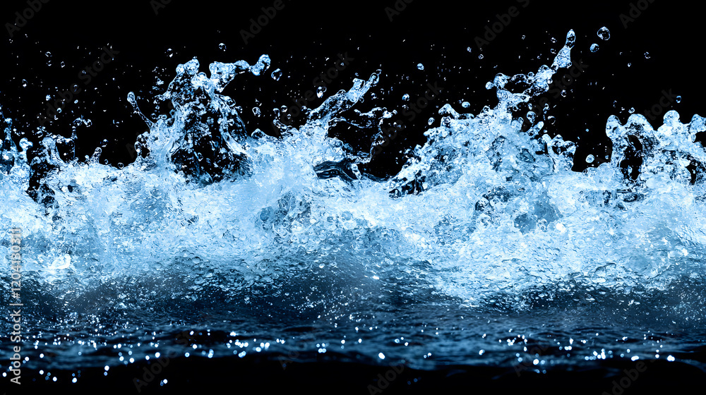 Water splashing on a dark surface with high contrast, showcasing fluid dynamics. Water splashing on a dark surface with high contrast, showcasing fluid dynamics.