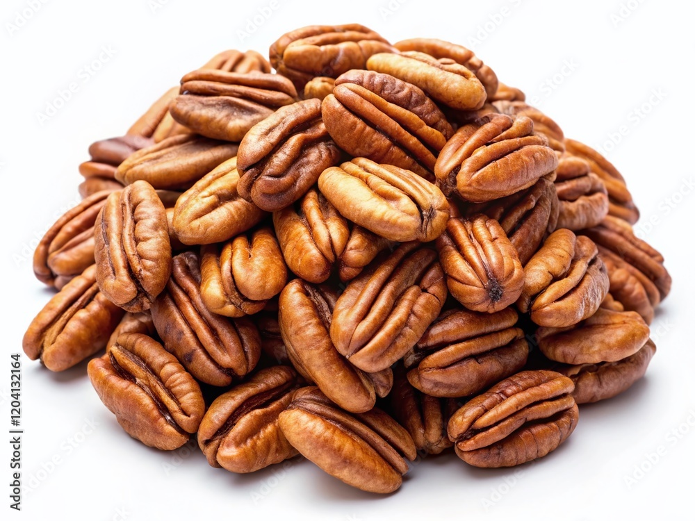 Whole Pecan Nuts, Isolated on White Background - High-Resolution Stock Photo Whole Pecan Nuts, Isolated on White Background - High-Resolution Stock Photo