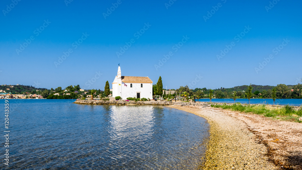 Church of the Hypapante at Gouvia on a small island in Gouvion Bay, Corfu island, Greece