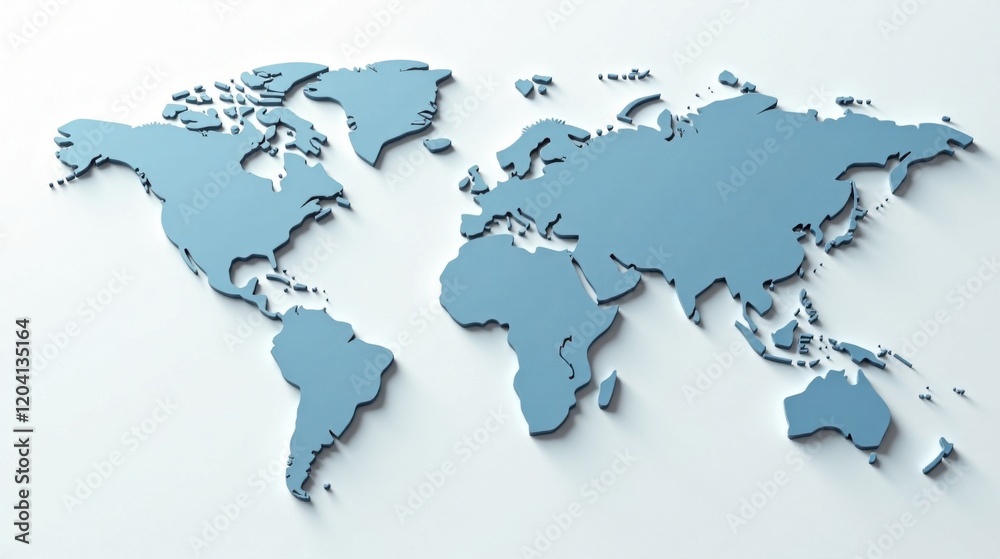 A three-dimensional model of the world's continents, rendered in a muted blue hue, provides a minimalist representation of global interconnectedness. A three-dimensional model of the world's continents, rendered in a muted blue hue, provides a minimalist representation of global interconnectedness.