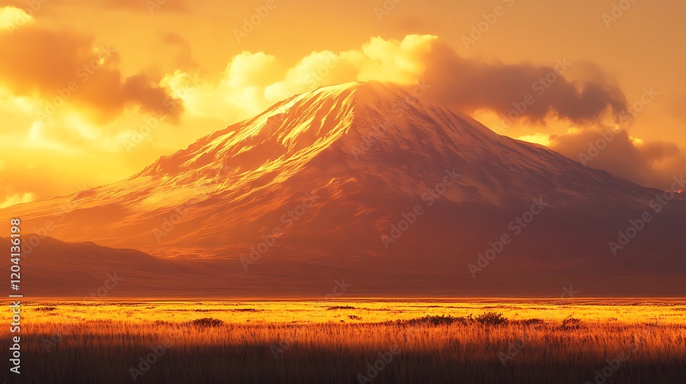 Majestic Mountain Sunset Golden Hour Landscape Majestic Mountain Sunset Golden Hour Landscape