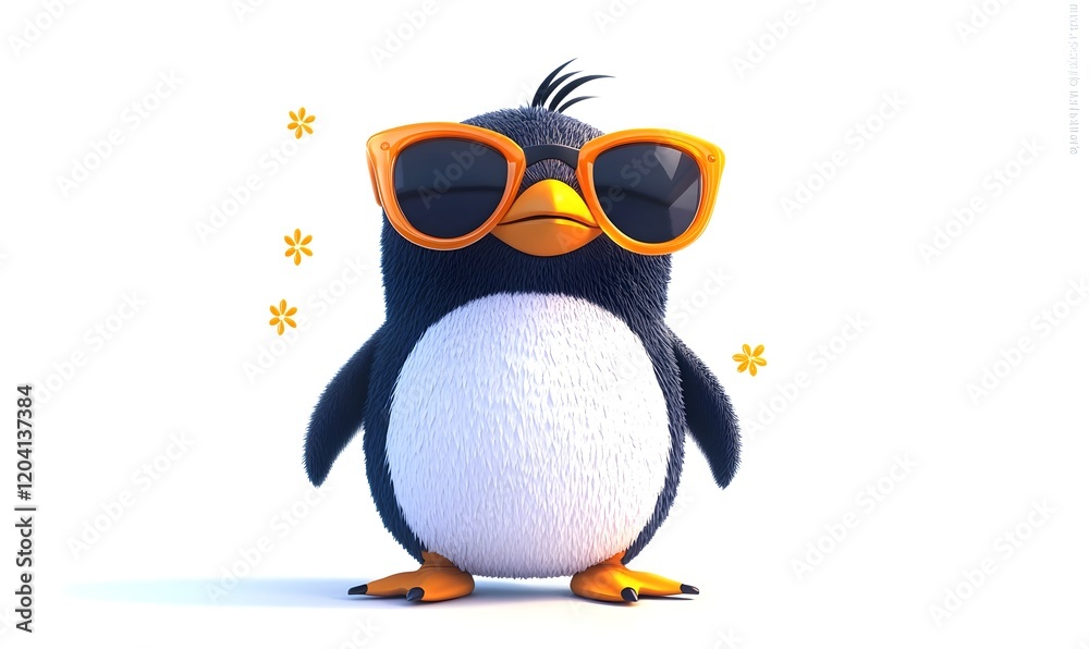 Obraz premium Cute cartoon penguin wearing sunglasses. (1)