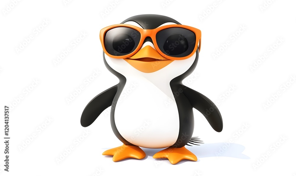 Obraz premium Cute cartoon penguin wearing sunglasses. (2)