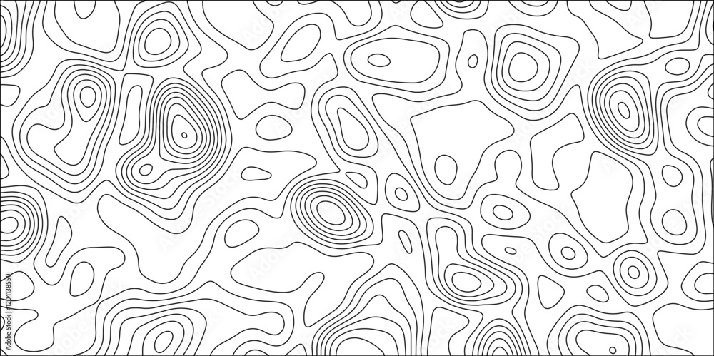 Fototapeta premium Abstract Topographic Map in Contour Line Light stripes on a white background Geographic Abstract Grid. Topographic map and landscape terrain texture grid. Abstract white topography vector background.