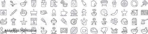 Kitchen, Food, Barbeque Modern Outline Style Icons for Design, Cards, Apps, Social Networks