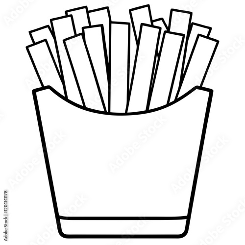 Crispy Fries Line Art Illustration