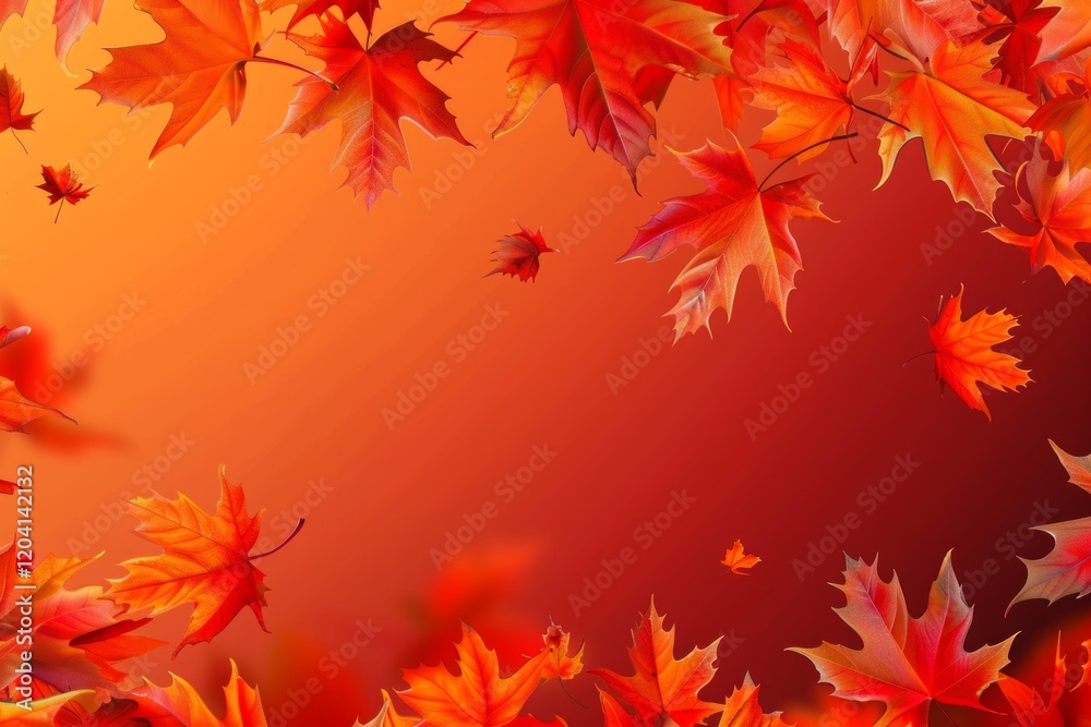 Orange fall leaves in park, autumn natural background. Neural network ai generated Orange fall leaves in park, autumn natural background. Neural network ai generated