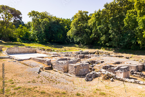 Ruins of Paleopolis ancient city with Roman baths in Mon Repos park on Corfu island, Greece photo