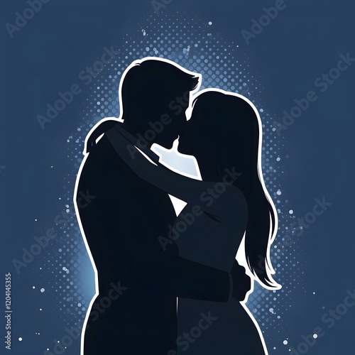Wallpaper Mural silhouette of a couple Happy hug and kiss day  Torontodigital.ca