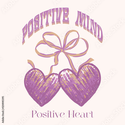 bow and heart beauty slogan t-shirt design, Vintage retro Love Graphic design, typography Heart art slogan print with bow tie gift wrap illustration, watercolor girly graphic tee t-shirt print