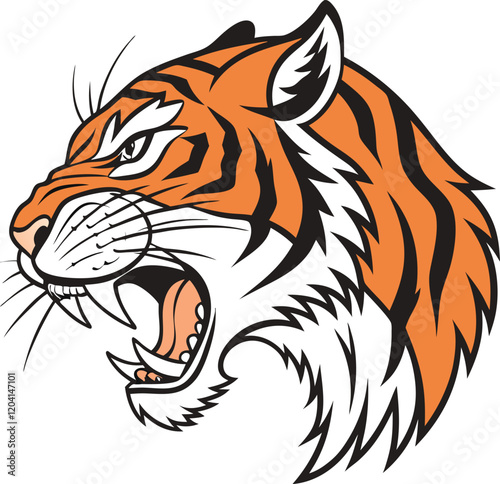 Wallpaper Mural Aggressive tiger head with white background Torontodigital.ca