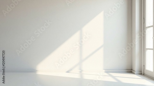 Sunlit Corner in a Minimalist Room with White Walls and a Window