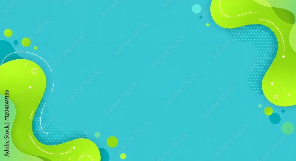 Obraz premium Abstract Green and Teal Fluid Shapes Background Design Modern Style Summer Vibe