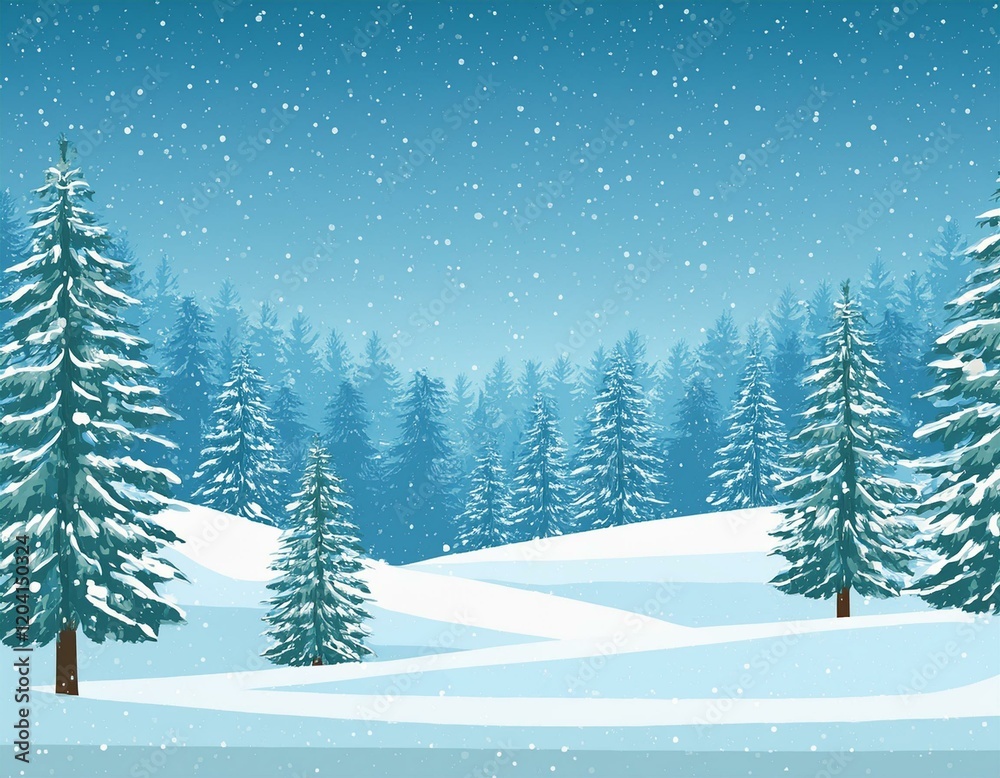 Obraz premium Winter forest view, outdoor recreation place. Winter Landscape with snow. Snowy background. Snowdrifts. Snowfall.
