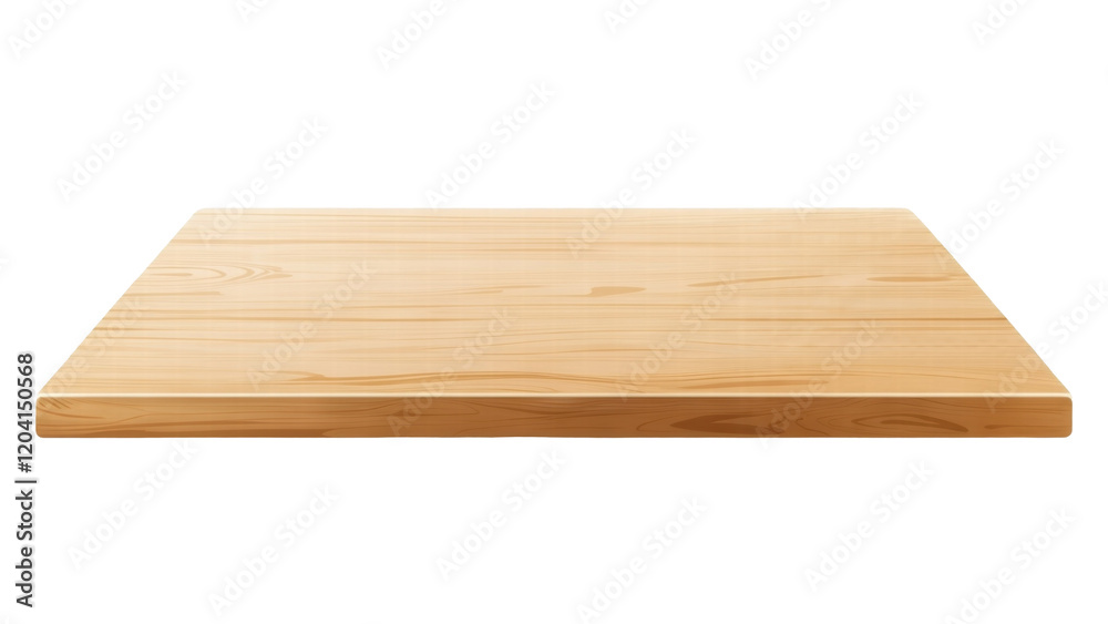 Smooth Wooden Surface of a Minimalistic Tabletop with Light Grain Pattern on a White Background, isolated on transparent background, White background. Smooth Wooden Surface of a Minimalistic Tabletop with Light Grain Pattern on a White Background, isolated on transparent background, White background.