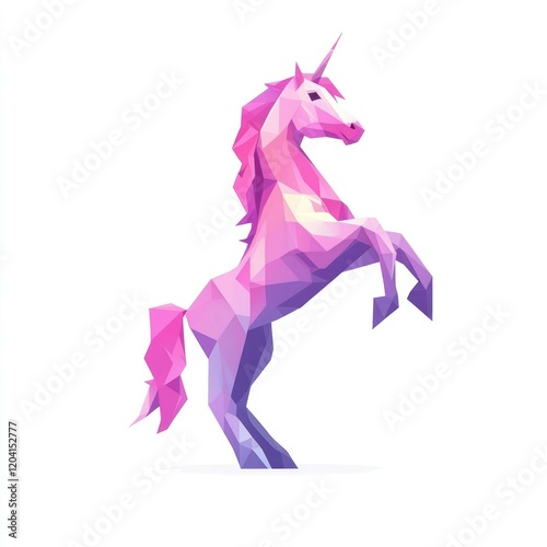 Geometric unicorn, fantasy, vibrant colors,  background.  Possible use for children's books or greetings photo