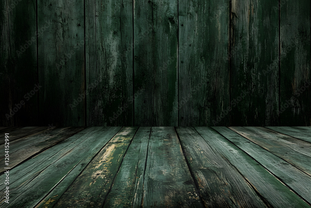 Fototapeta premium Rustic Green Wooden Plank Background for Creative Designs