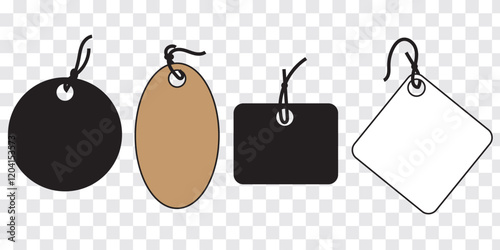 Blank Price or label tags template set. Blank cards with for gifts or sales with different shapes round, rectangle, square,oval,star. Empty stickers with unique frames vector illustration.