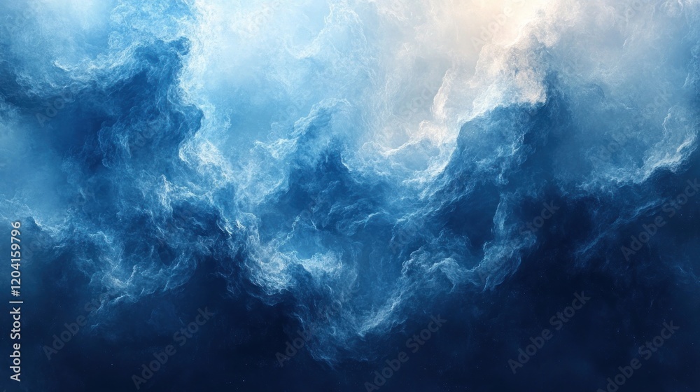 Ethereal blue and white clouds swirling dramatically in a serene sky, evoking a sense of tranquility Ethereal blue and white clouds swirling dramatically in a serene sky, evoking a sense of tranquility