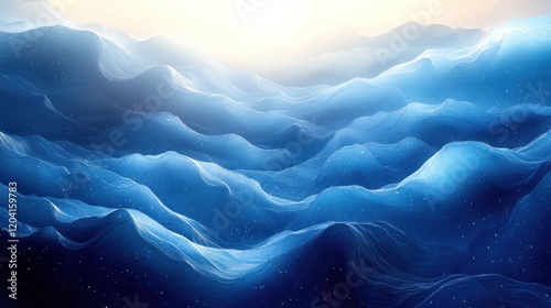 Serene ocean waves under a soft sunrise, creating a tranquil atmosphere with gentle ripples