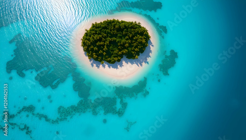 Aerial View of a Lush Tropical Island Paradise