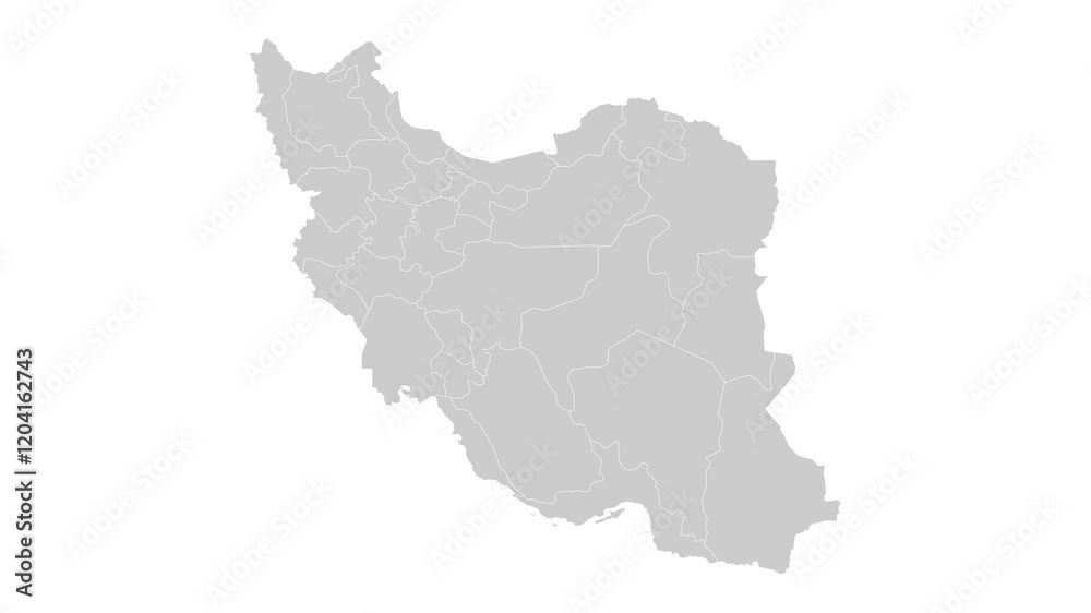 Iran map animation. Animation of Connecting all areas into a complete map of Iran with borders in the background with an alpha channel. Motion design. Iran map animation. Animation of Connecting all areas into a complete map of Iran with borders in the background with an alpha channel. Motion design.