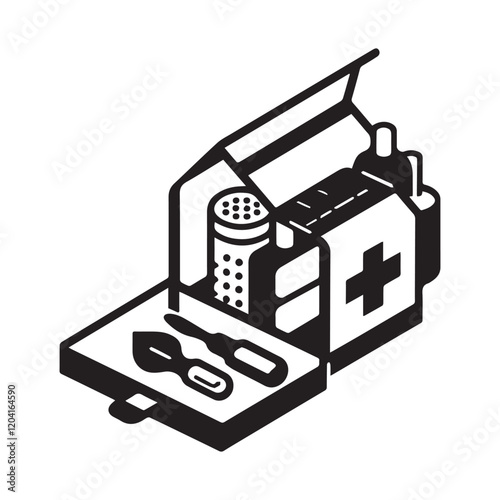 Hospital and medical health care First Aid Kit icon silhouette vector illustration