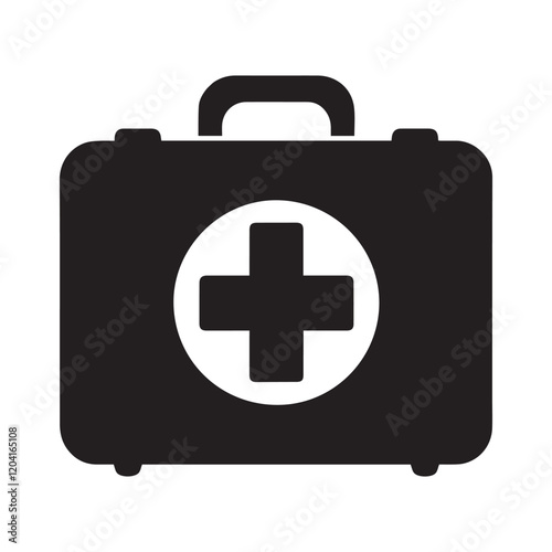 Hospital and medical health care First Aid Kit icon silhouette vector illustration