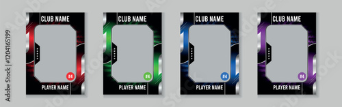 Trading card template design for sports, picture frame for player performance, photo frame or border collection for hockey, basketball and football player, sports flyer design, template eps 10.
