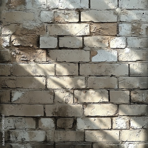 Weathered brick wall with soft grooves and nonreflective matte sharp textures, seamless patterns photo