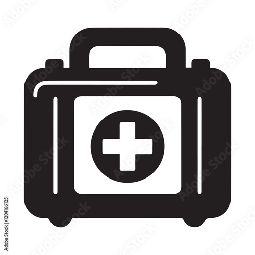 Hospital and medical health care First Aid Kit icon silhouette vector illustration