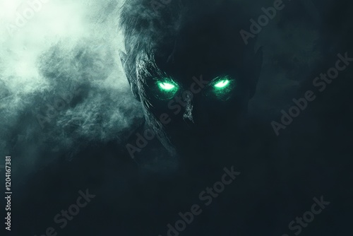 Glowing Eyes Shadowy Figure Dark Mysterious Creature photo