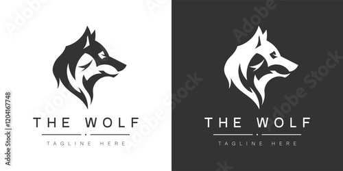 Abstract Wolf Head Logo Design Template