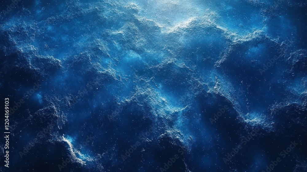 Fototapeta premium Abstract depiction of deep ocean waves under a starry night sky, creating a serene and mystical atmosphere