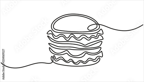 Fast food continuous one line drawing illustration