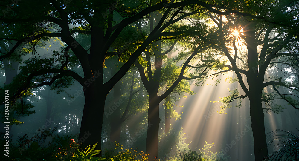 Naklejka premium morning in the forest