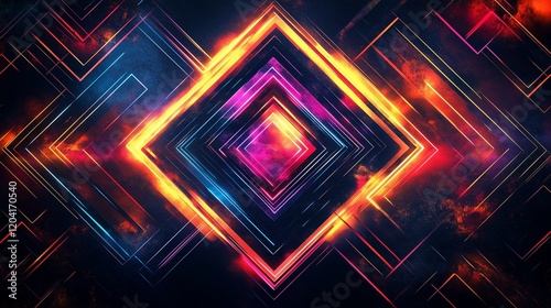 Glowing neon lines creating an abstract geometric pattern against a dark background, giving a futuristic and sleek aesthetic