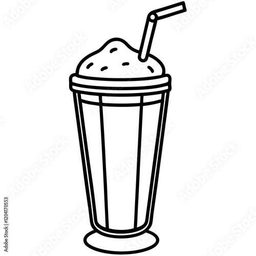 Minimalist Milkshake Line Art Illustration