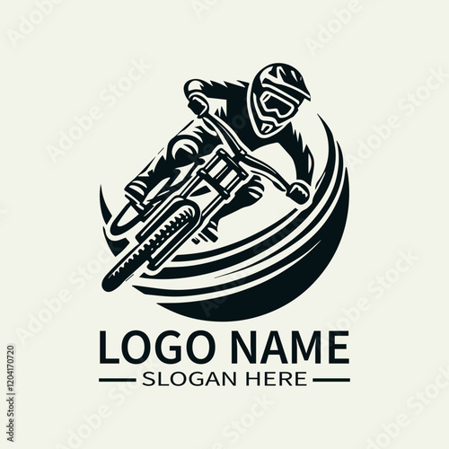 Downhill Mountain Biker Logo Design, Extreme Sports Logo, Mountain Biking Logo, Adventure Sports Logo, Speed and Adrenaline Logo