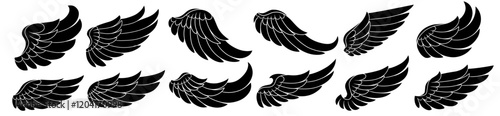 set of angel wings vector silhouettes