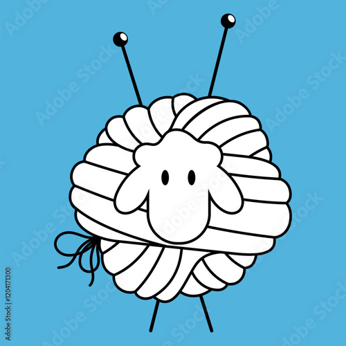 Ball of lamb wool and knitting needles design