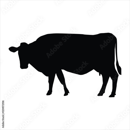 cow silhouette vector isolated on a white background.