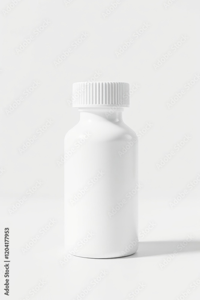 there is a white bottle with a white cap on a white surface there is a white bottle with a white cap on a white surface