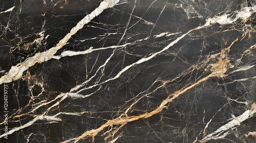 Dark marble surface with strong white veins creating bold contrasts.