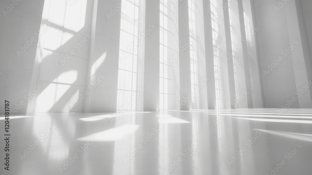 Fototapeta premium Tranquil minimalist interior with sunlight beams