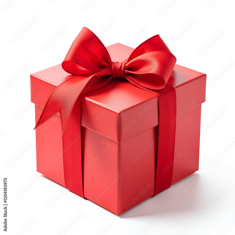Fototapeta premium Gift box with red ribbon isolated on white background