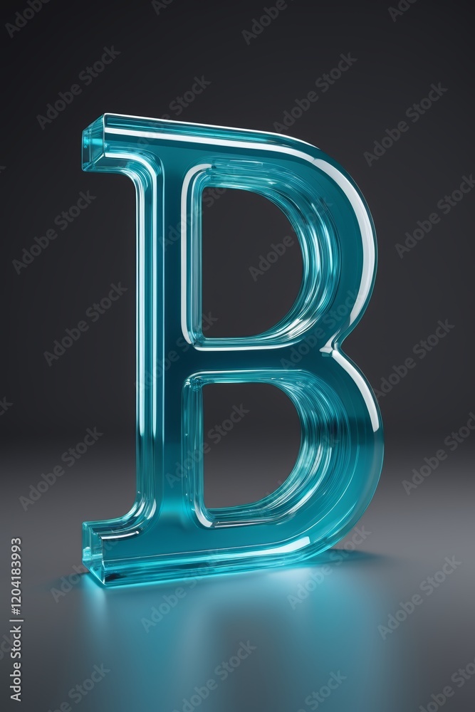 a close up of a blue glass letter b on a gray surface a close up of a blue glass letter b on a gray surface