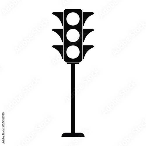 Traffic light vector icon. Ideal for road safety, transportation, or urban infrastructure designs. Black silhouette isolated on white background.